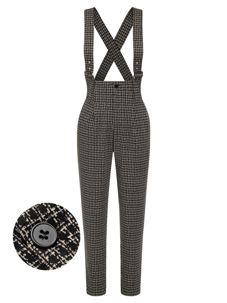 1950s Plaid Pencil Suspender Pants, vintage fashion, retro style - perfect for women who love vintage and retro fashion