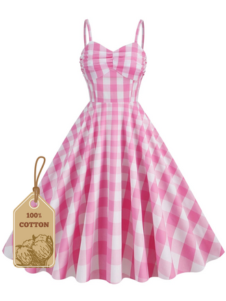 1950s Plaid Strap Cotton Swing Dress: timeless style reimagined