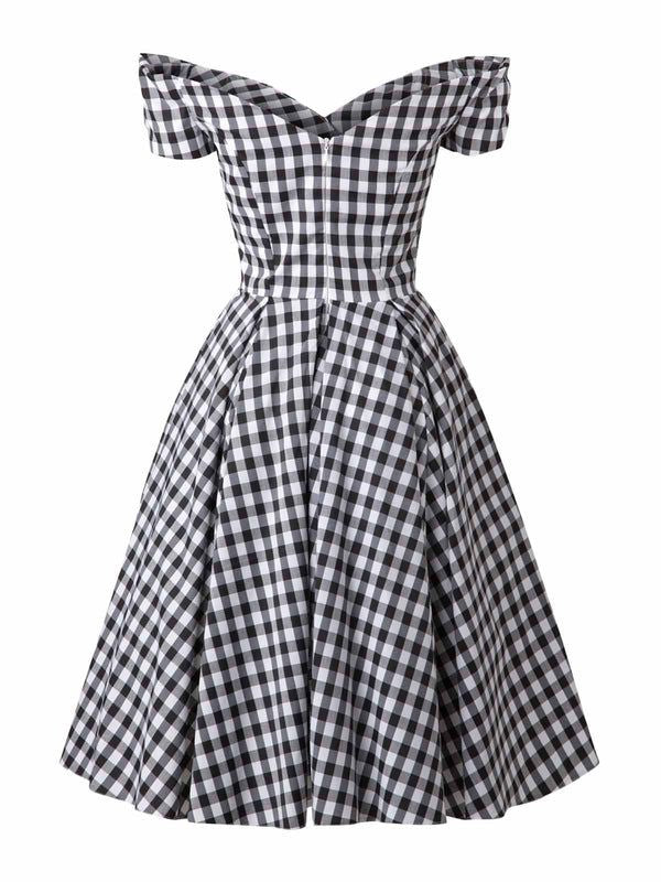 Black 1950s Plaid Swing Dress | Retro Stage Black 1950s Plaid Swing Dress | Retro Stage