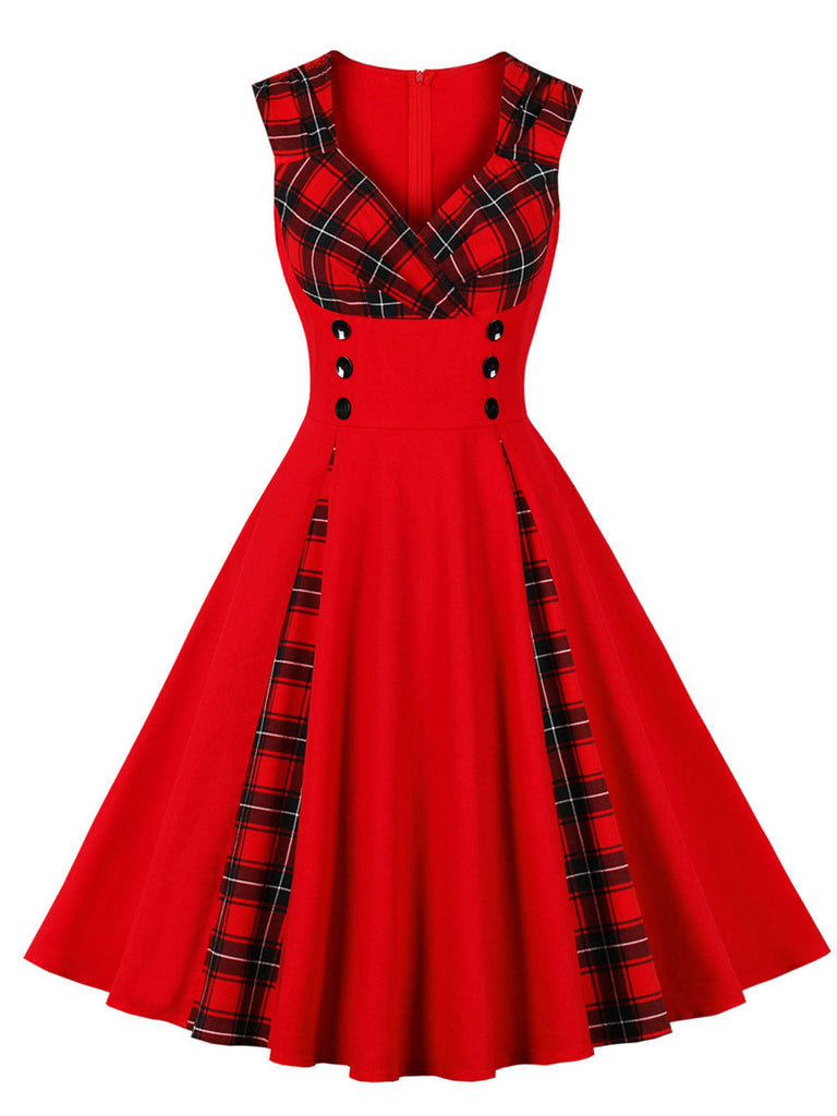 & 1950s Plaid V-Neck Dress: timeless style reimagined