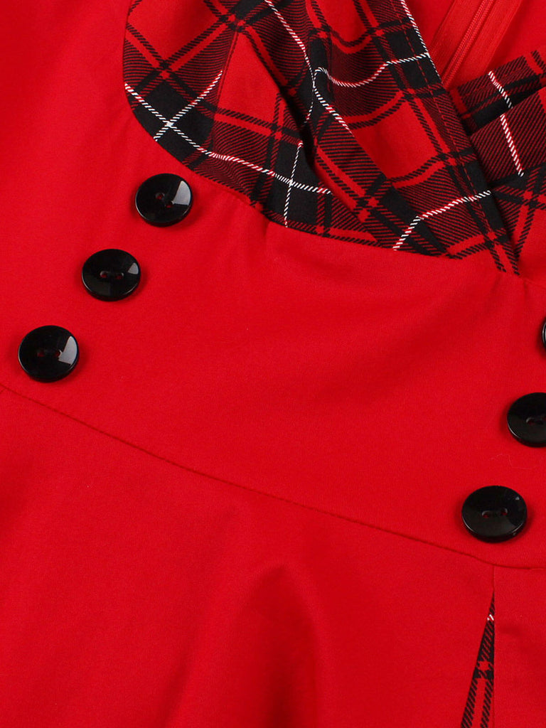 & 1950s Plaid V-Neck Dress: timeless style reimagined