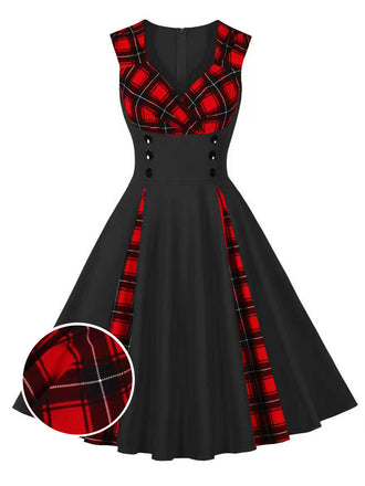 & 1950s Plaid V-Neck Dress: timeless style reimagined