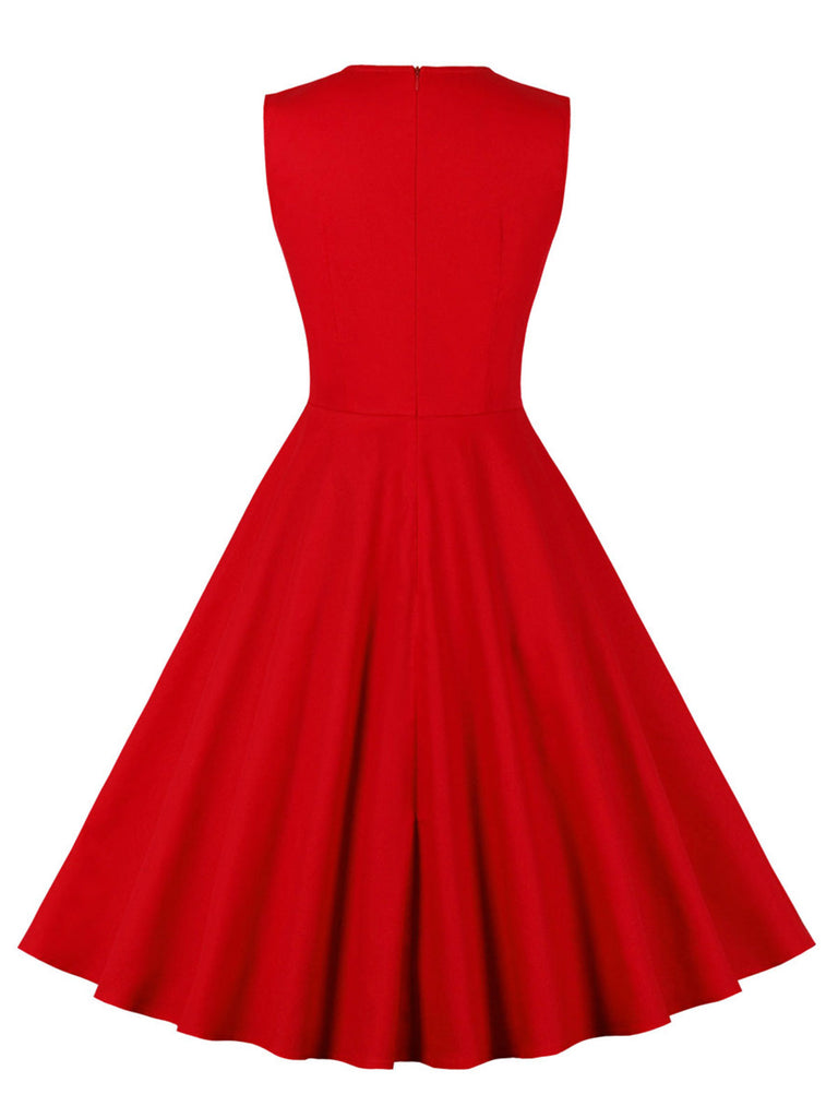red plaid bridesmaid dresses Red & Black 1950s Plaid V-Neck Dress main image 0