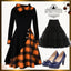 Orange 1950s Plaids Hooded Patchwork Dress, vintage dress, retro fashion, rockabilly, pin-up fashion - perfect for women who love vintage and retro fashion