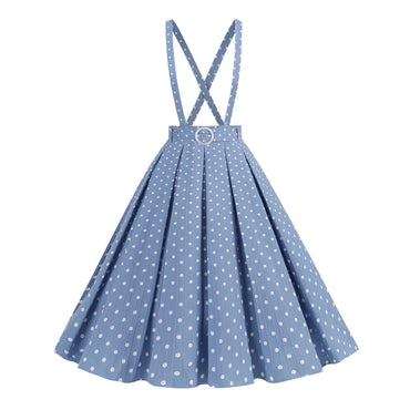 She sways in this 1950s Polka Dot Belt Suspender Swing Skirt and it's pure 1950s magic