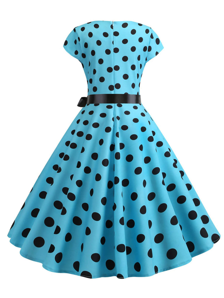 amazon polka dot dress 1950s Polka Dot Cap Sleeved Dress