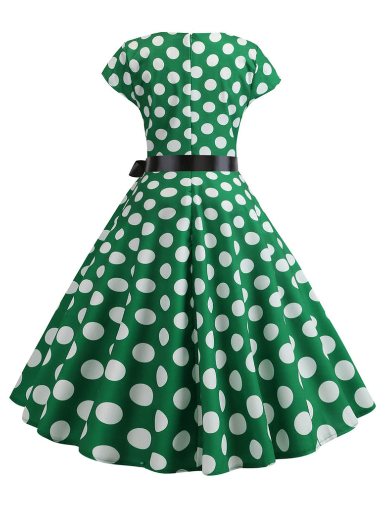 1950s Polka Dot Cap Sleeved Dress, vintage dress, retro fashion, rockabilly, pin-up fashion - perfect for women who love vintage and retro fashion