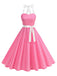 1950s Polka Dot Halter Belted Swing Dress: beautiful vintage dress, retro fashion, elegant style with timeless appeal