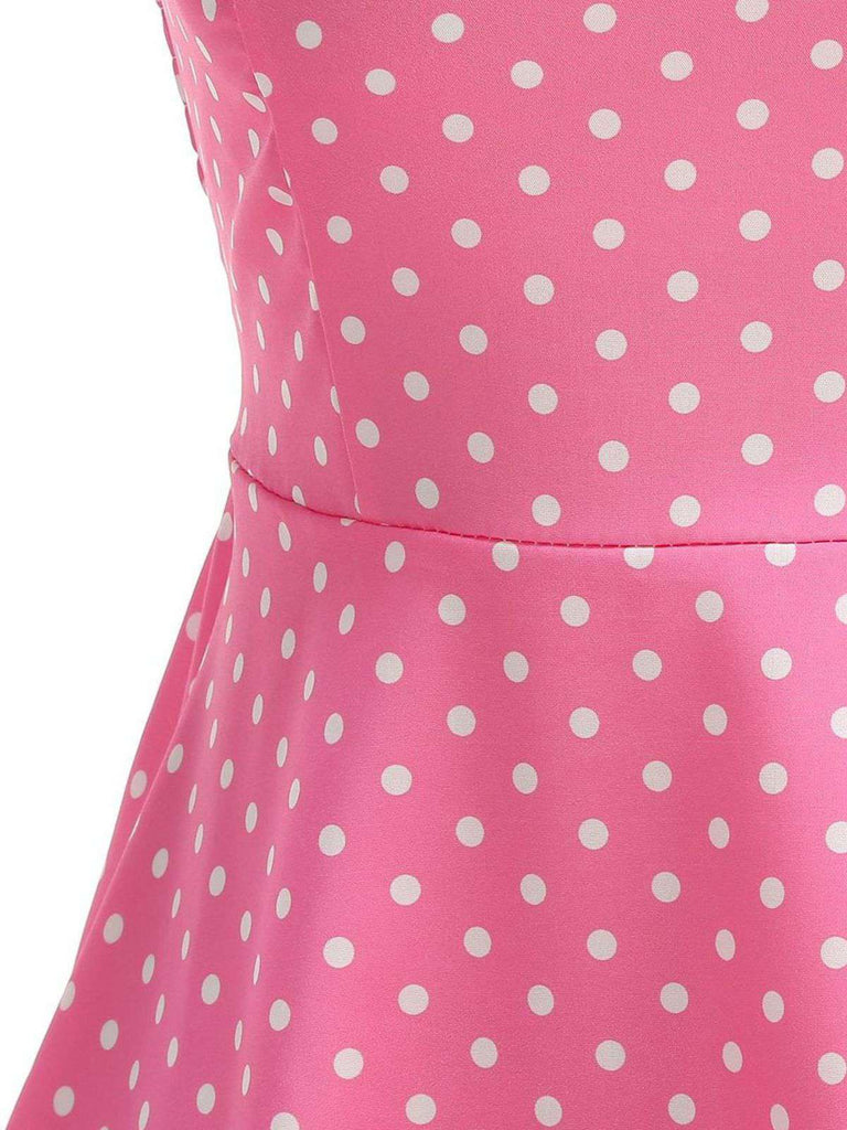 pink polka dot swing dress PRE-ORDER - New FIT - Maneater Swing Dress in Rose Pink Polka Dot