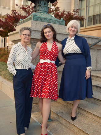 She slips into this 1950s Polka Dot Halter Dress and suddenly it's a 1950s daydream