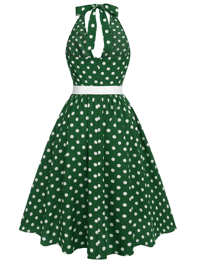 1950s Polka Dot Halter Dress — a 1950s silhouette that turns sidewalks into runways