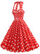 1950s Polka Dot Halter Neck Belt Dress, vintage dress, retro fashion, rockabilly, pin-up fashion - perfect for women who love vintage and retro fashion