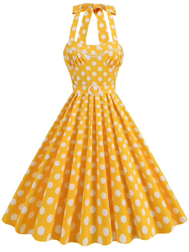 1950s Polka Dot Halter Neck Belt Dress | Retro Stage 1950s Polka Dot Halter Neck Belt Dress | Retro Stage