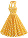 1950s Polka Dot Halter Neck Belt Dress, vintage dress, retro fashion, rockabilly, pin-up fashion - perfect for women who love vintage and retro fashion
