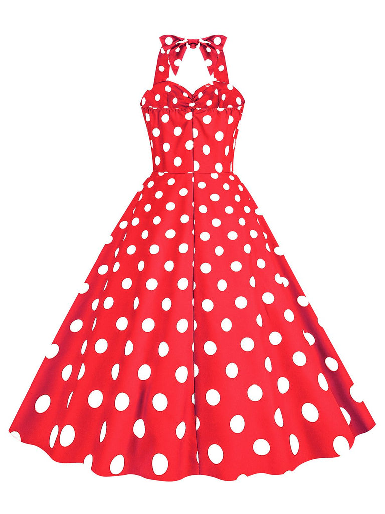 This 1950s Polka Dot Halter Swing Dress wraps her in 1950s elegance, one twirl at a time