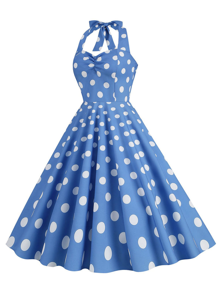 1950s Polka Dot Halter Swing Dress: where 1950s romance meets her modern spirit