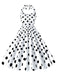 She slips into this 1950s Polka Dot Halter Swing Dress and suddenly it's a 1950s daydream