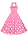This 1950s Polka Dot Halter Swing Dress wraps her in 1950s elegance, one twirl at a time