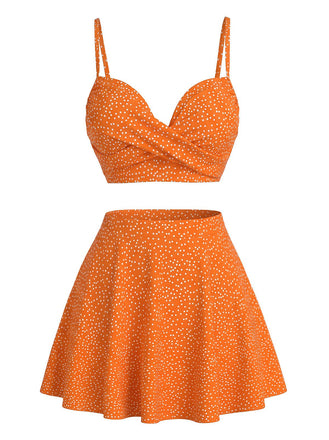 1950s Polka Dot High-Waist Bikini Set & Cover-Up, vintage swimsuit, pin-up swimwear - perfect for women who love vintage and retro fashion