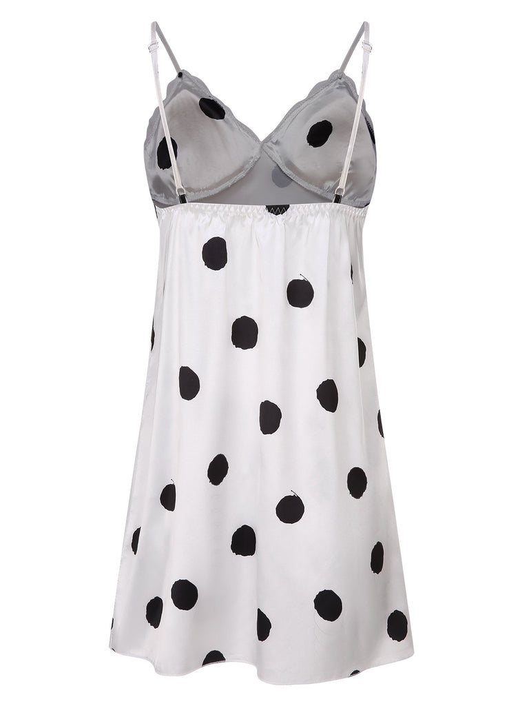 1950s Polka Dot Lace Spaghetti Straps Sleepwear, vintage fashion, retro style - perfect for women who love vintage and retro fashion