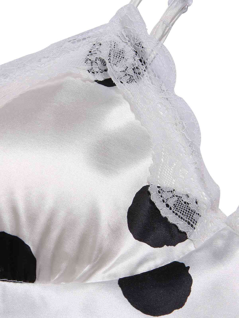 1950s Polka Dot Lace Spaghetti Straps Sleepwear, vintage fashion, retro style - perfect for women who love vintage and retro fashion