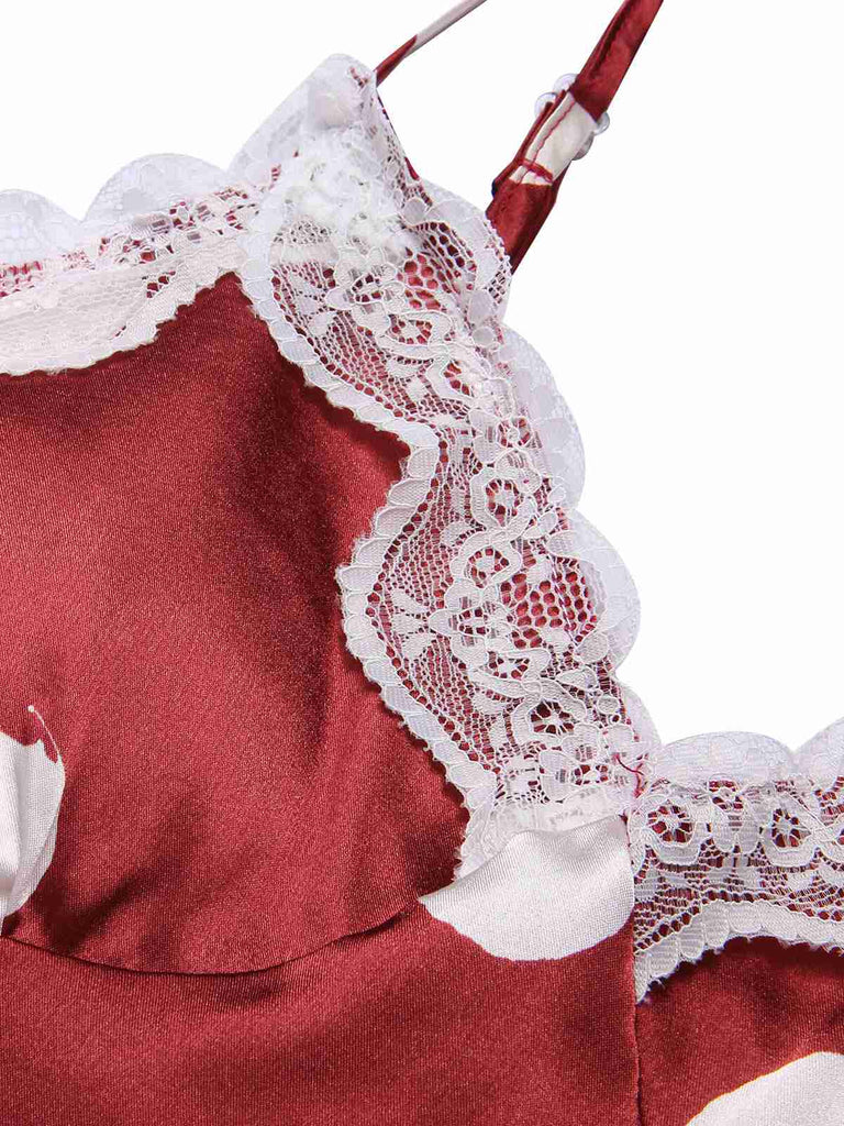 1950s Polka Dot Lace Spaghetti Straps Sleepwear, vintage fashion, retro style - perfect for women who love vintage and retro fashion