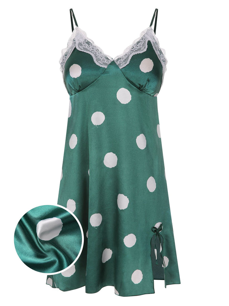 1950s Polka Dot Lace Spaghetti Straps Sleepwear, vintage fashion, retro style - perfect for women who love vintage and retro fashion