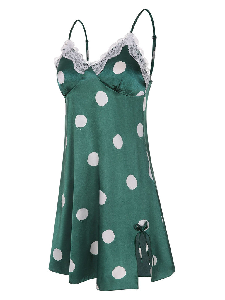 1950s Polka Dot Lace Spaghetti Straps Sleepwear, vintage fashion, retro style - perfect for women who love vintage and retro fashion