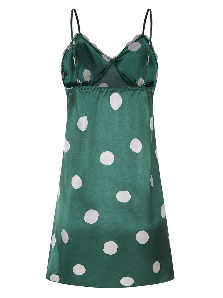 1950s Polka Dot Lace Spaghetti Straps Sleepwear, vintage fashion, retro style - perfect for women who love vintage and retro fashion