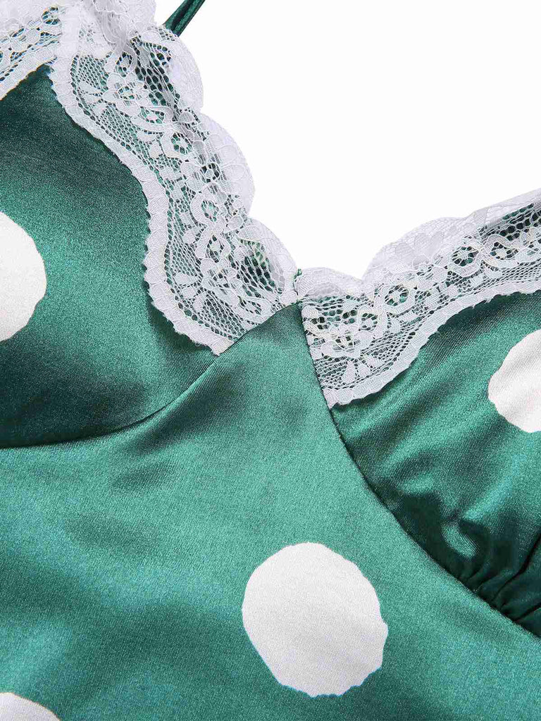1950s Polka Dot Lace Spaghetti Straps Sleepwear, vintage fashion, retro style - perfect for women who love vintage and retro fashion