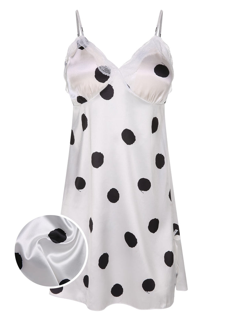 1950s Polka Dot Lace Spaghetti Straps Sleepwear, vintage fashion, retro style - perfect for women who love vintage and retro fashion