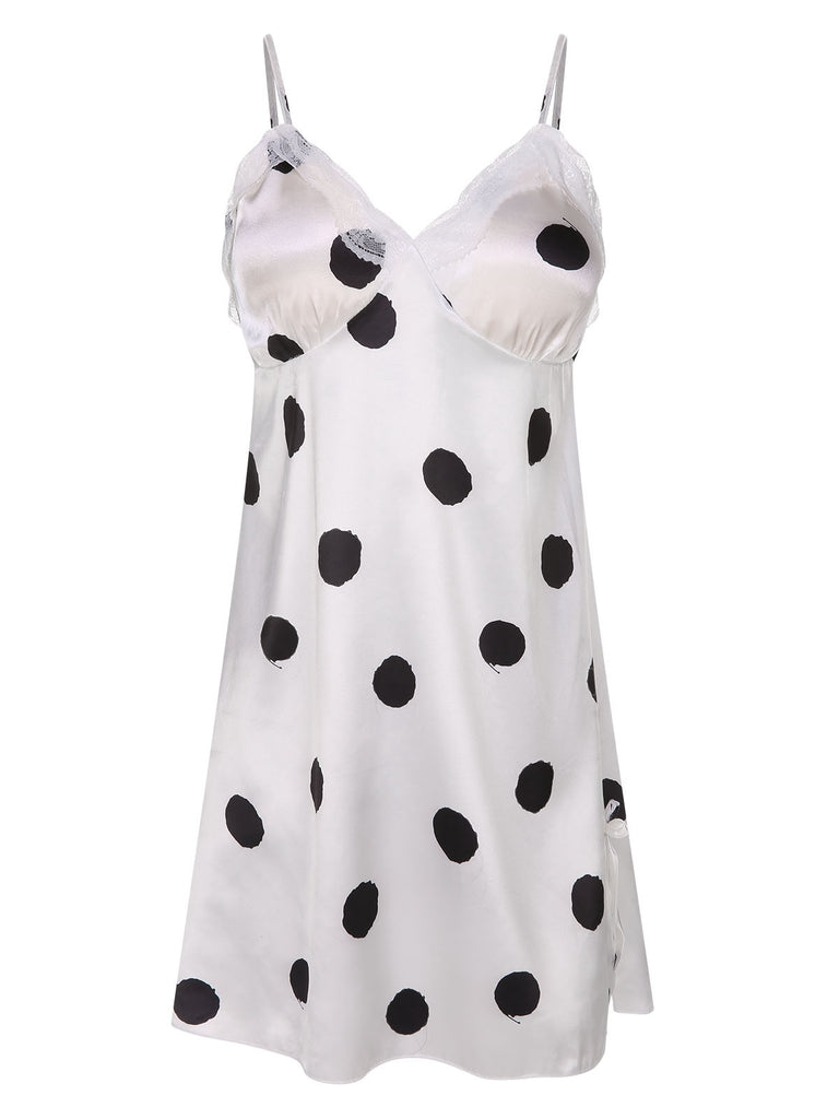 1950s Polka Dot Lace Spaghetti Straps Sleepwear, vintage fashion, retro style - perfect for women who love vintage and retro fashion