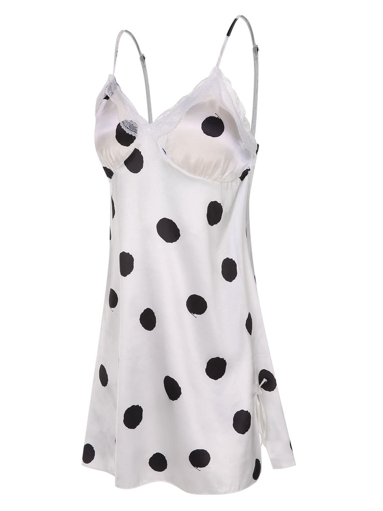 1950s Polka Dot Lace Spaghetti Straps Sleepwear, vintage fashion, retro style - perfect for women who love vintage and retro fashion