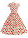 1950s Polka Dot Lapel Collar Cap Sleeve Swing Dress, vintage dress, retro fashion, rockabilly, pin-up fashion - perfect for women who love vintage and retro fashion