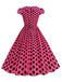 1950s Polka Dot Lapel Collar Cap Sleeve Swing Dress, vintage dress, retro fashion, rockabilly, pin-up fashion - perfect for women who love vintage and retro fashion