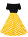 1950s Polka Dot Patchwork Short Sleeves Dress, vintage dress, retro fashion, rockabilly, pin-up fashion - perfect for women who love vintage and retro fashion