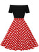 1950s Polka Dot Patchwork Short Sleeves Dress, vintage dress, retro fashion, rockabilly, pin-up fashion - perfect for women who love vintage and retro fashion