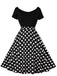 1950s Polka Dot Patchwork Short Sleeves Dress, vintage dress, retro fashion, rockabilly, pin-up fashion - perfect for women who love vintage and retro fashion