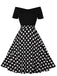 1950s Polka Dot Patchwork Short Sleeves Dress, vintage dress, retro fashion, rockabilly, pin-up fashion - perfect for women who love vintage and retro fashion