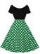 1950s Polka Dot Patchwork Short Sleeves Dress, vintage dress, retro fashion, rockabilly, pin-up fashion - perfect for women who love vintage and retro fashion