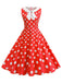 1950s Polka Dot Peter Pan Collar Sleeveless Dress - vintage dress, retro fashion, rockabilly