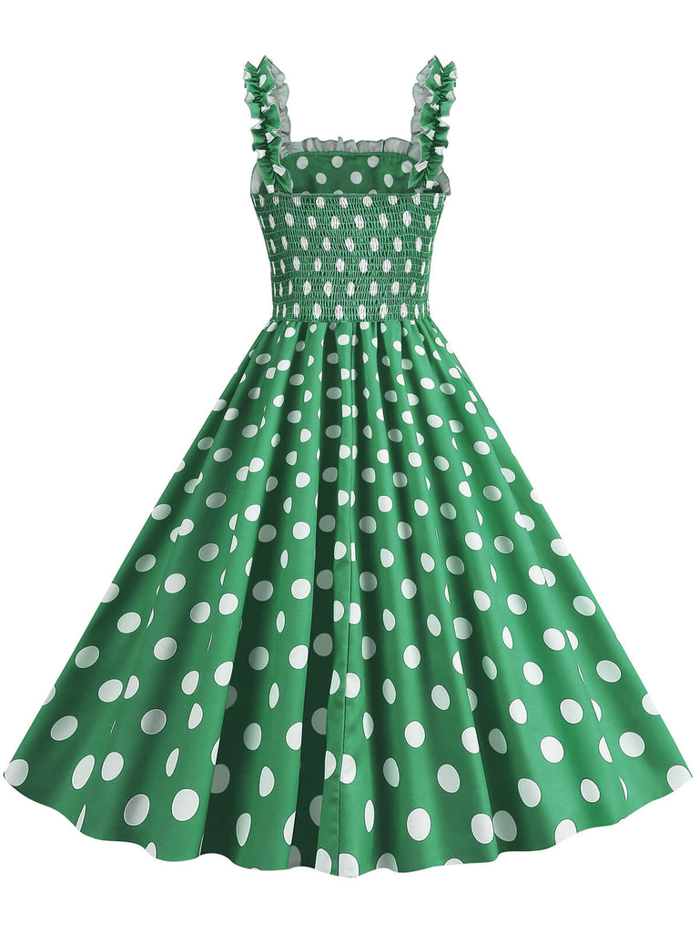 1950s Polka Dot Smocking Strap Dress, vintage dress, retro fashion, rockabilly, pin-up fashion - perfect for women who love vintage and retro fashion