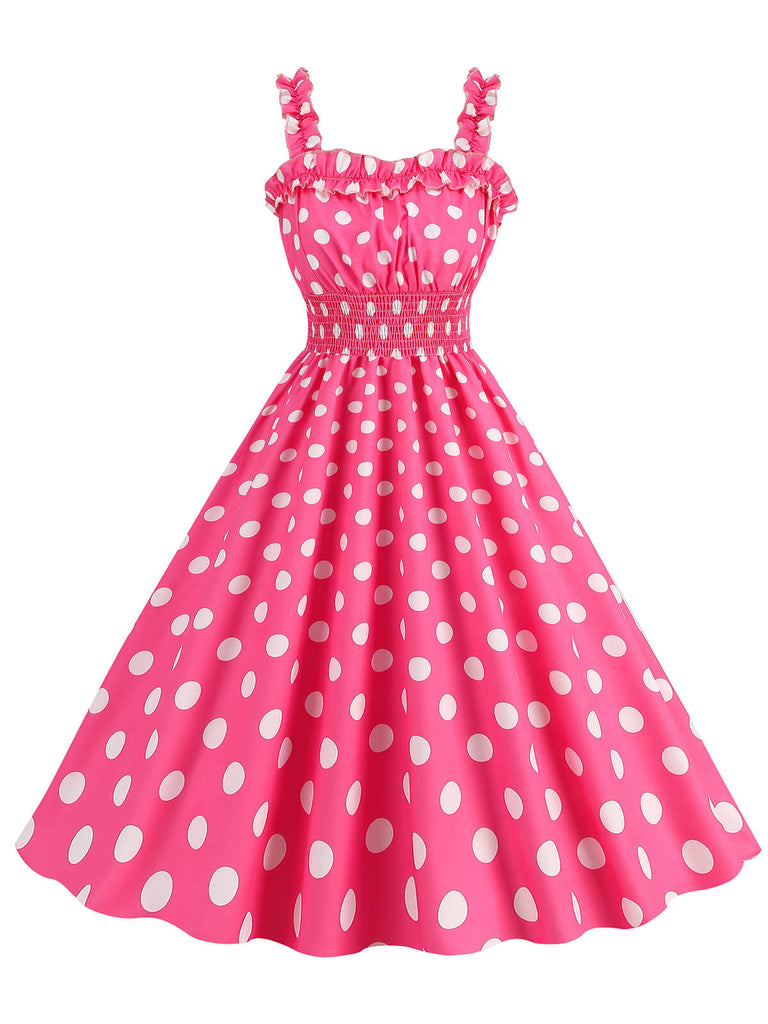 1950s Polka Dot Smocking Strap Dress — a 1950s silhouette that turns sidewalks into runways
