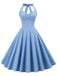 This 1950s Polka Dots Lace Up Halter Swing Dress wraps her in 1950s elegance, one twirl at a time