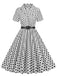 1950s Polka Dots Lapel Belted Dress — a 1950s silhouette that turns sidewalks into runways
