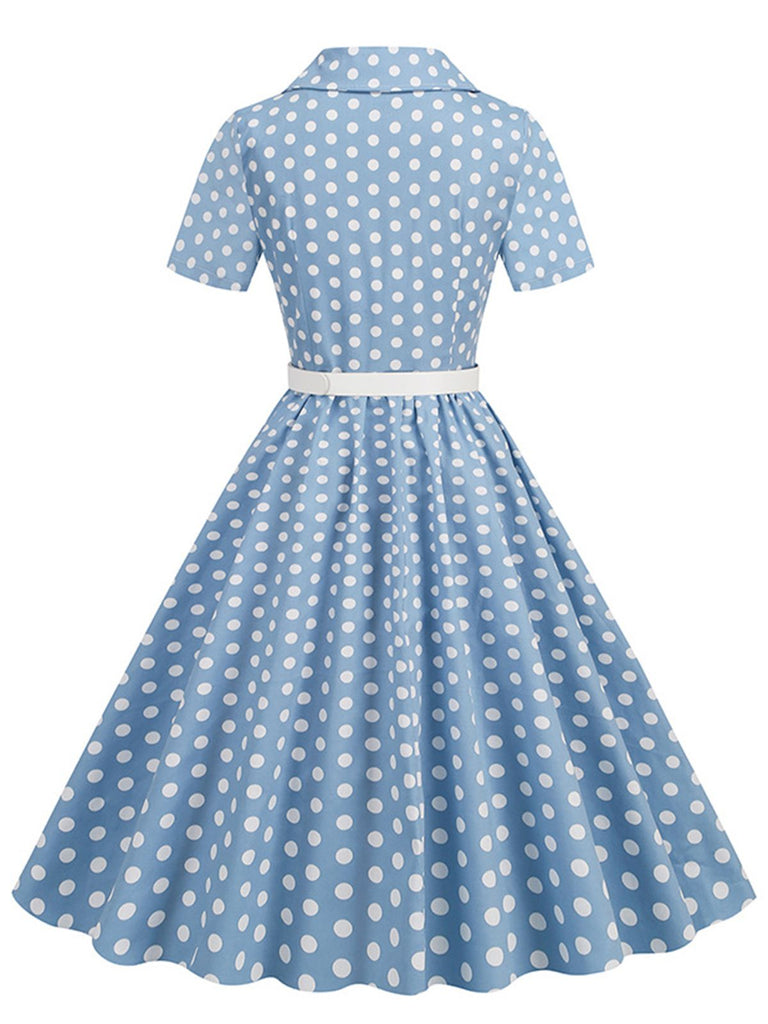 This 1950s Polka Dots Lapel Belted Dress wraps her in 1950s elegance, one twirl at a time