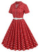 This 1950s Polka Dots Lapel Belted Dress wraps her in 1950s elegance, one twirl at a time