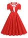 1950s Polka Dots Lapel Bowknot Swing Dress, vintage dress, retro fashion, rockabilly, pin-up fashion - perfect for women who love vintage and retro fashion