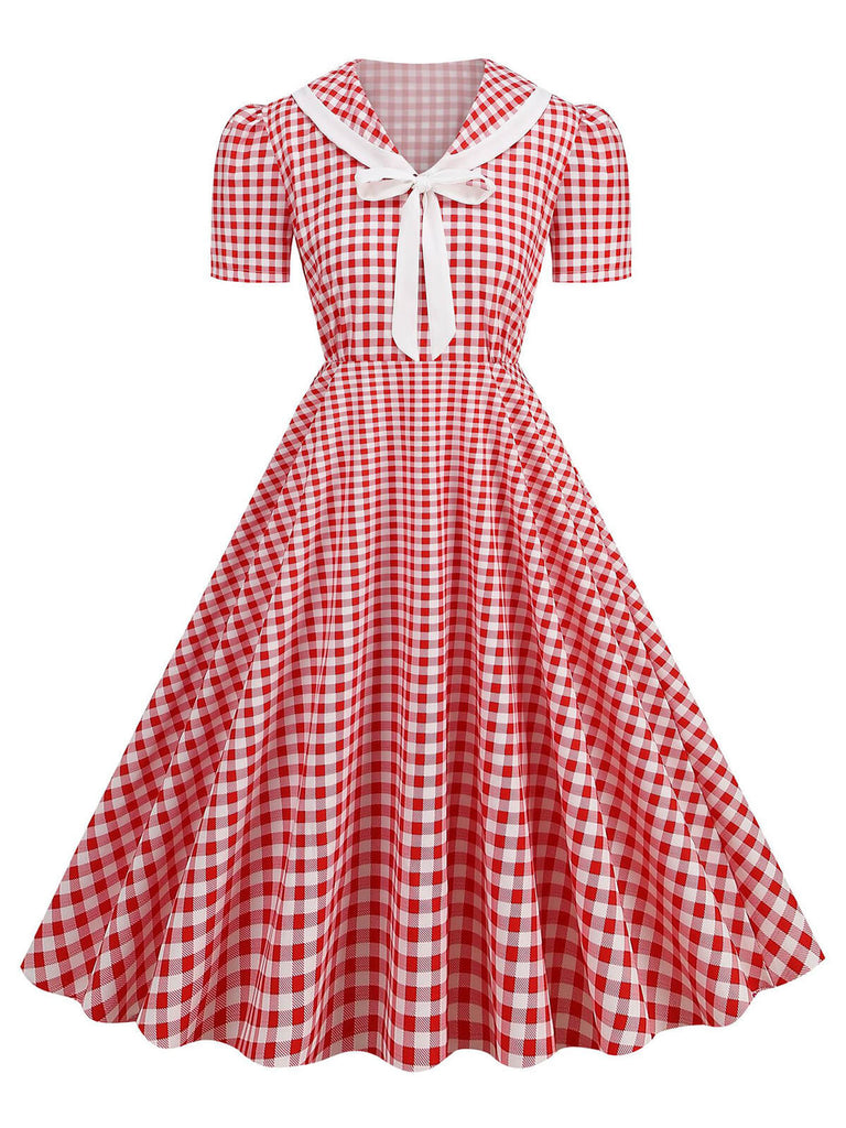 1950s Polka Dots Lapel Bowknot Swing Dress — a 1950s silhouette that turns sidewalks into runways