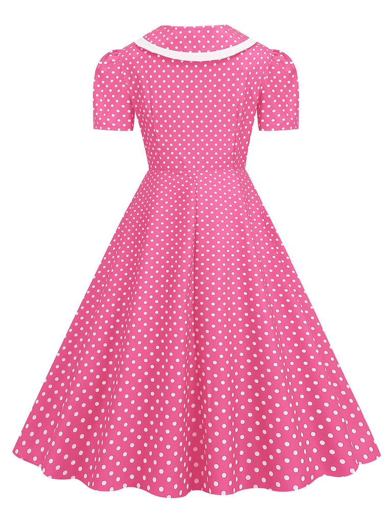 1950s Polka Dots Lapel Bowknot Swing Dress, vintage dress, retro fashion, rockabilly, pin-up fashion - perfect for women who love vintage and retro fashion